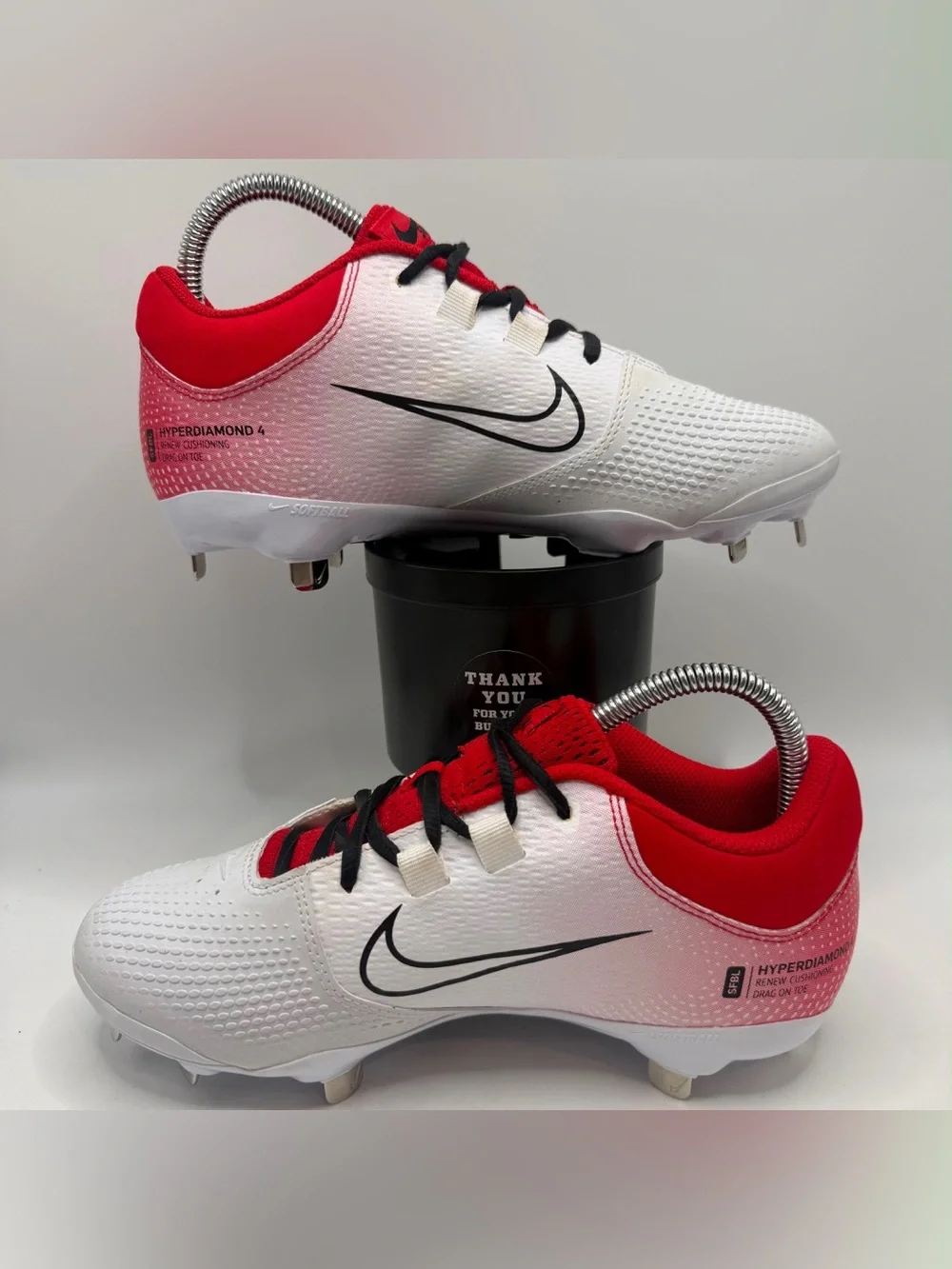 Nike Hyperdiamond 4 Elite Women’s Size 7 Softball Metal Cleats Red White